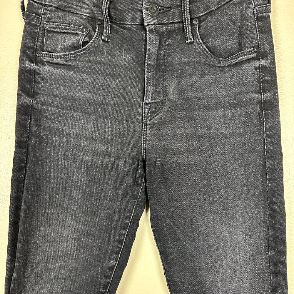 Mother Looker Jeans Mid Rise Skinny Black Denim Night Hawk Women's Size 23 - Picture 4 of 6